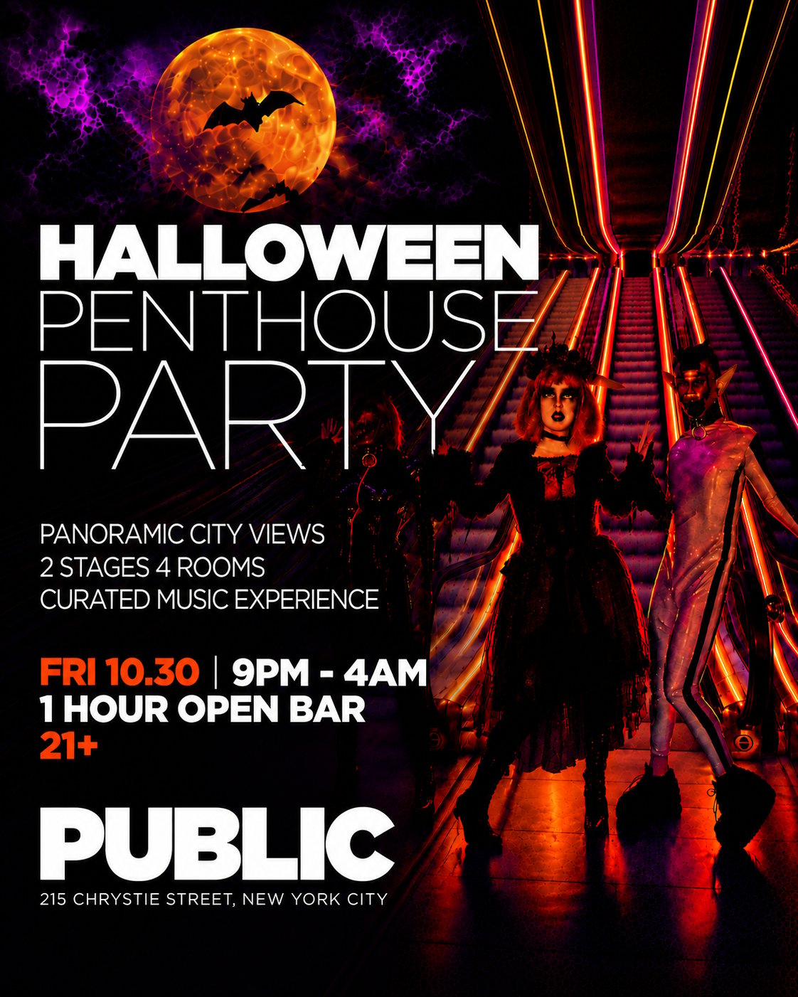 PUBLIC Halloween Penthouse Party flyer for Friday October 30, 9 PM–4 AM, at 215 Chrystie Street
